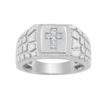 “Elegant Men’S Fashion Ring 0.10Ct Round Diamond Sterling Silver White Luxury Statement Jewelry For Men