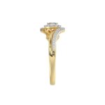 Elegant 10K Yellow Gold 0.20CT Round & Baguette Diamond Halo Ring For Women - Image 4