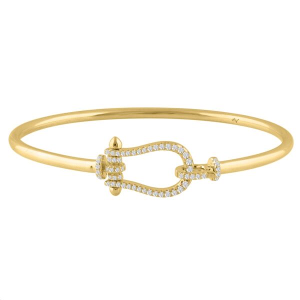 Elegant 14K Yellow Gold 0.40CT Round Diamond Fashion Bangle For Women