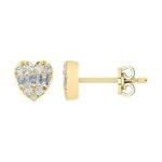 0.25CT Diamond Heart Shape Earrings In 10K Yellow Gold Round & Baguette Diamond Fashion Earrings For Women - Image 2