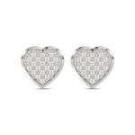 Women’S Sterling Silver Yuva White 0.15CT Round Diamond Heart Earrings Elegant Fine Jewelry