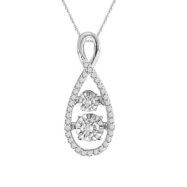 LADIES PENDANT WITH CHAIN 0.25CT ROUND DIAMOND 10K WHITE GOLD