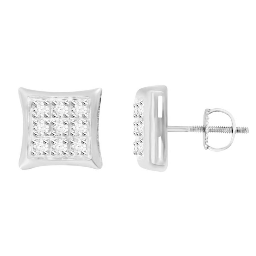 LADIES YUVA EARRINGS 0.05CT ROUND DIAMOND STERLING SILVER/WHITE GOLD - Image 1