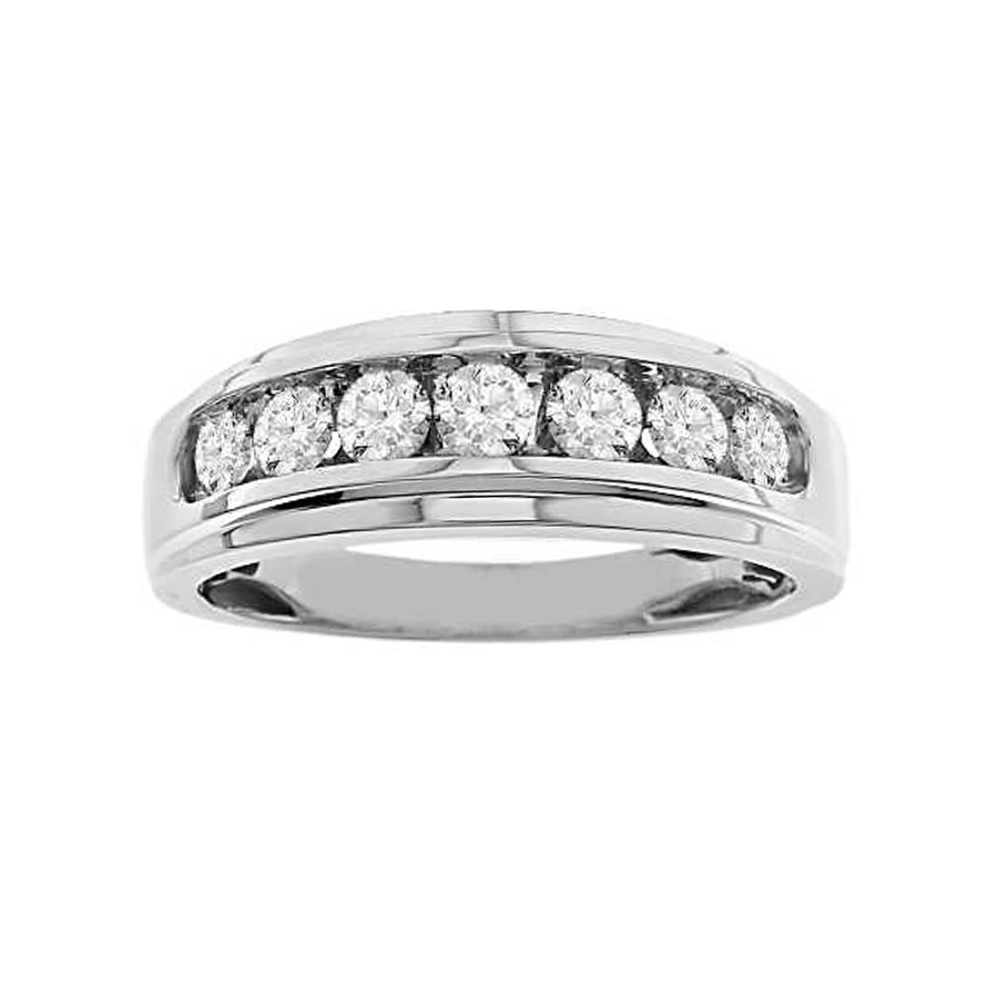 MEN'S BAND 0.75CT ROUND DIAMOND 10K WHITE GOLD - Image 1