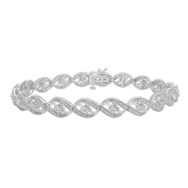 Women’S 0.25CT Round Diamond Fashion Bracelet In Sterling Silver White Elegant Diamond Infinity Bracelet