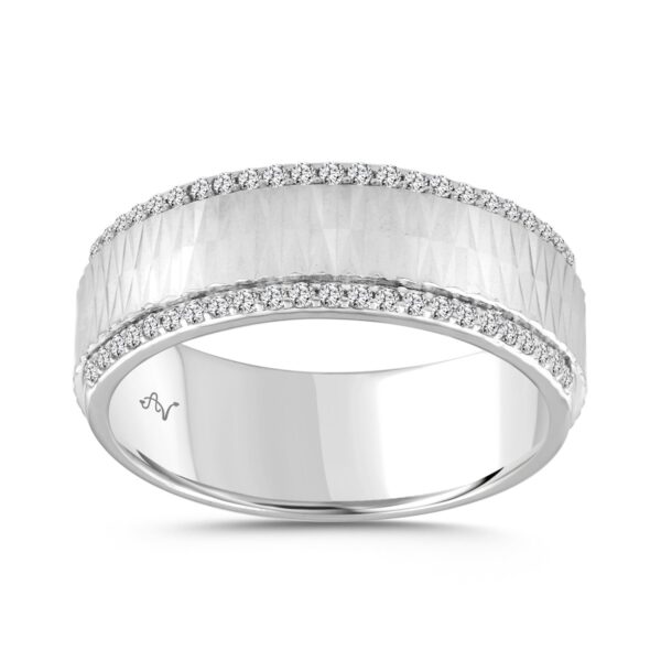 Men’S Sterling Silver Diamond Band Ring 0.33Ct Round Cut Classic Wedding & Engagement Ring For Men