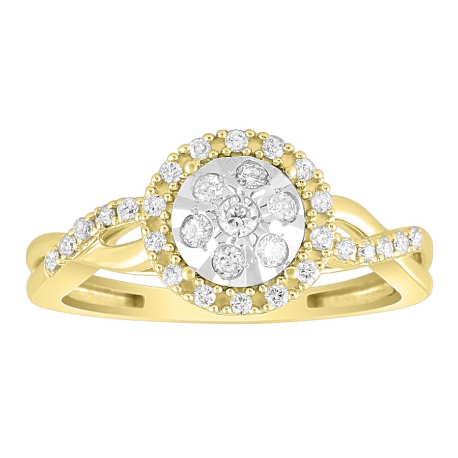 LADIES RING 0.25CT ROUND DIAMOND 10K YELLOW GOLD - Image 1