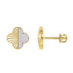 LADIES EARRINGS 0.15CT ROUND DIAMOND 10K YELLOW GOLD - Image 2