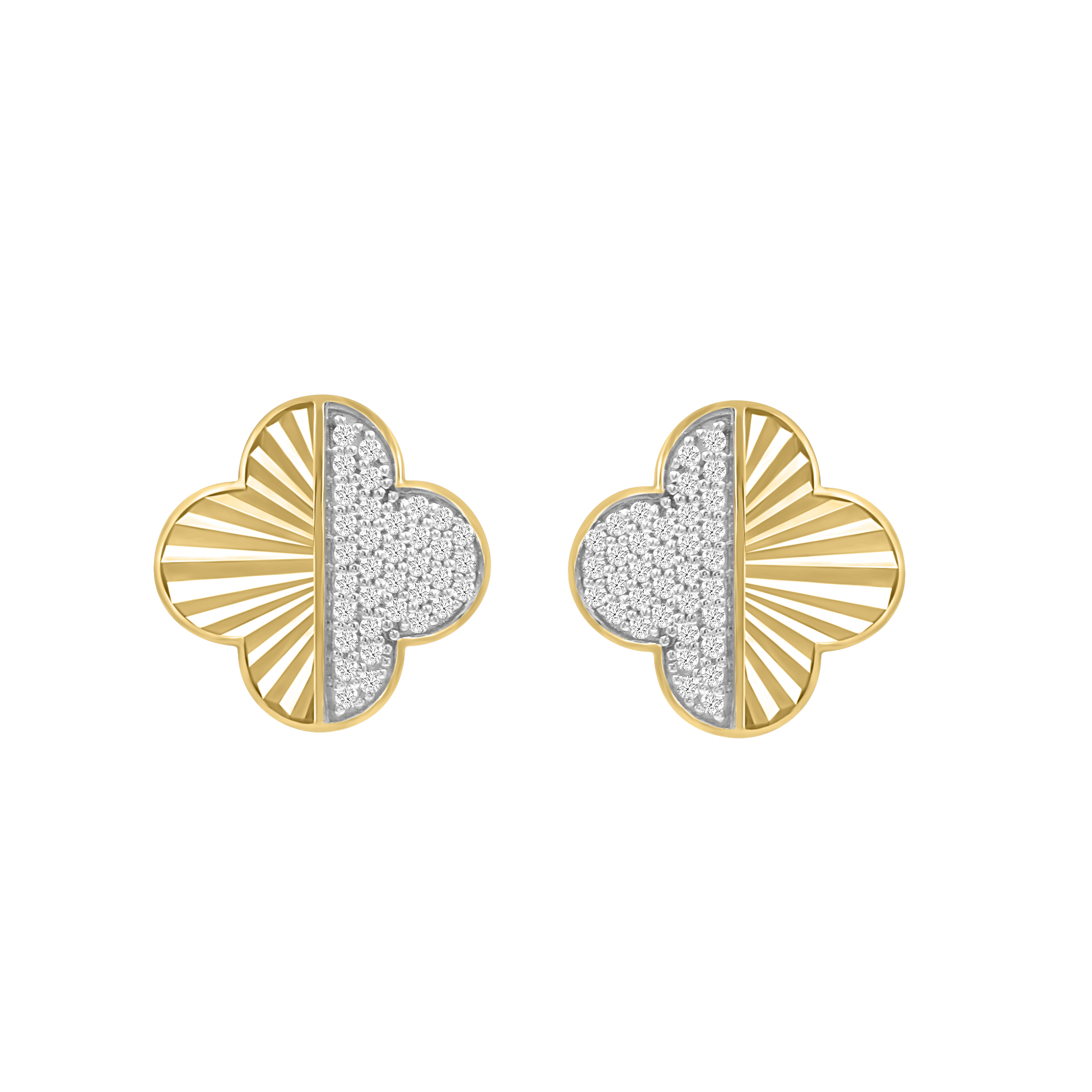 LADIES EARRINGS 0.15CT ROUND DIAMOND 10K YELLOW GOLD - Image 1