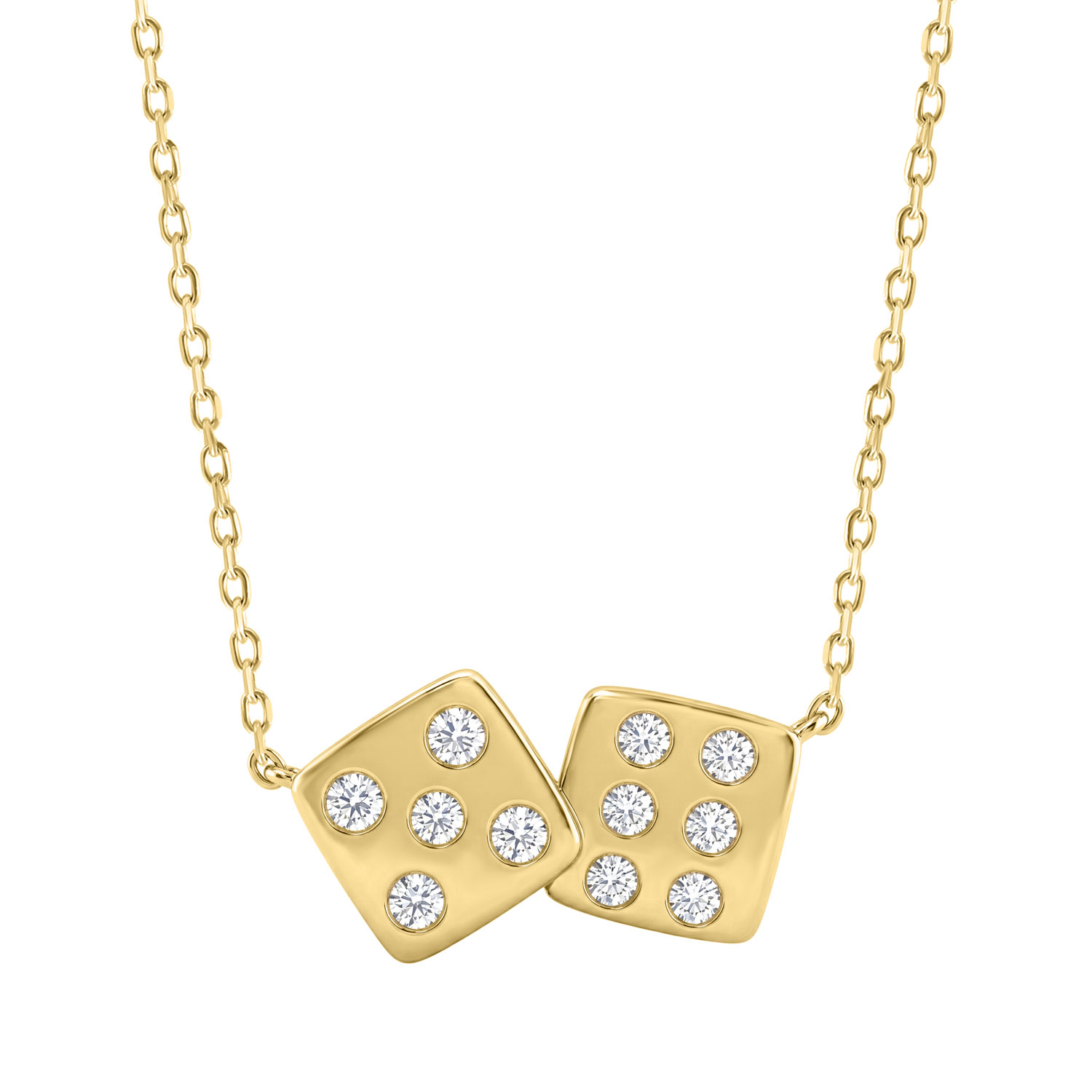 Classic 10K Yellow Gold Diamond Necklace For Ladies 0.16Ct Round Cut Diamonds - Image 1