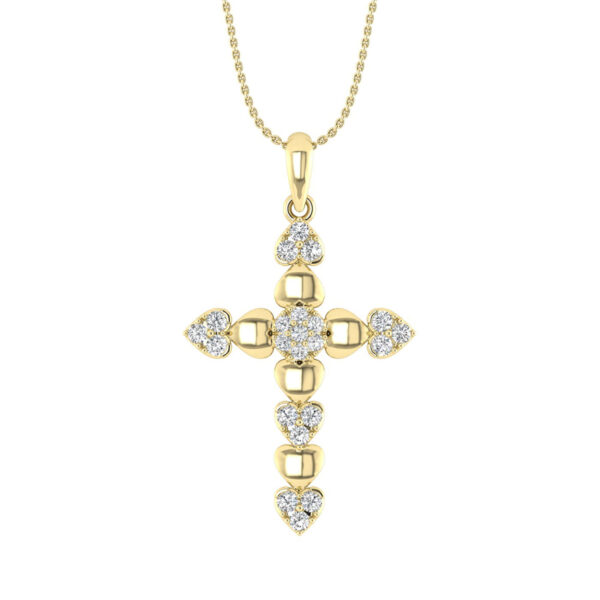 LADIES PENDANT WITH CHAIN 0.25CT ROUND DIAMOND 10K YELLOW GOLD