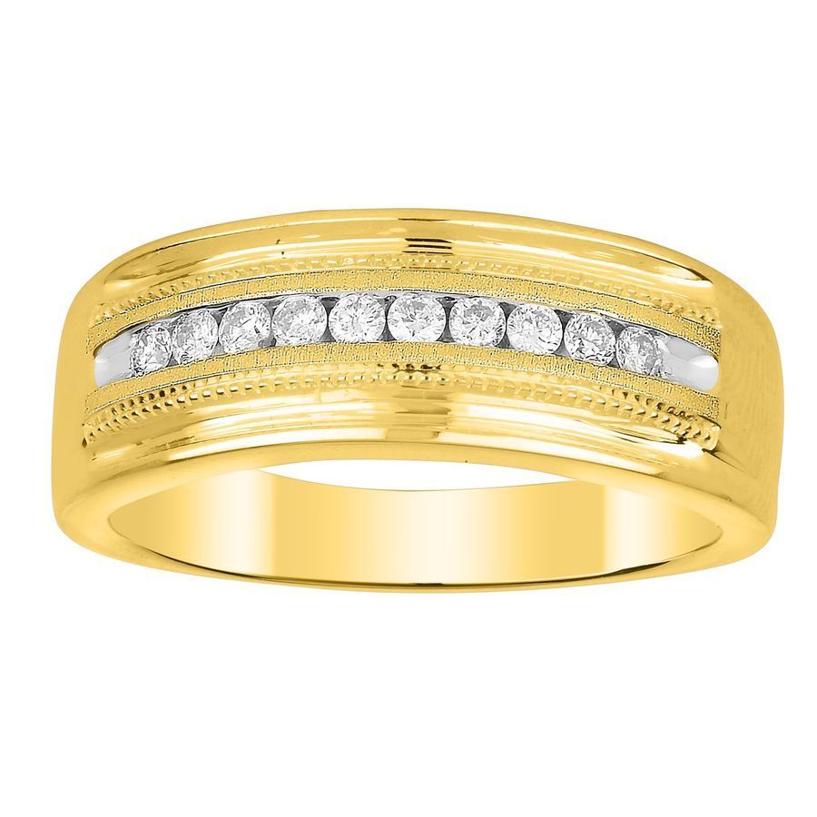 MEN'S BAND 0.50CT ROUND DIAMOND 10K YELLOW GOLD - Image 1