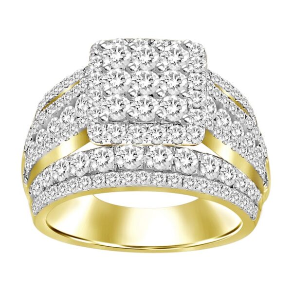 LADIES RING 2.00CT ROUND DIAMOND 10K YELLOW GOLD
