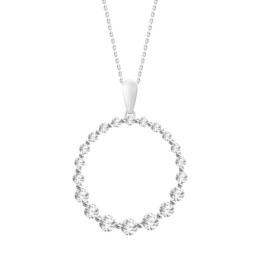 LADIES PENDANT 0.75CT ROUND DIAMOND 14K WHITE GOLD - Image 1