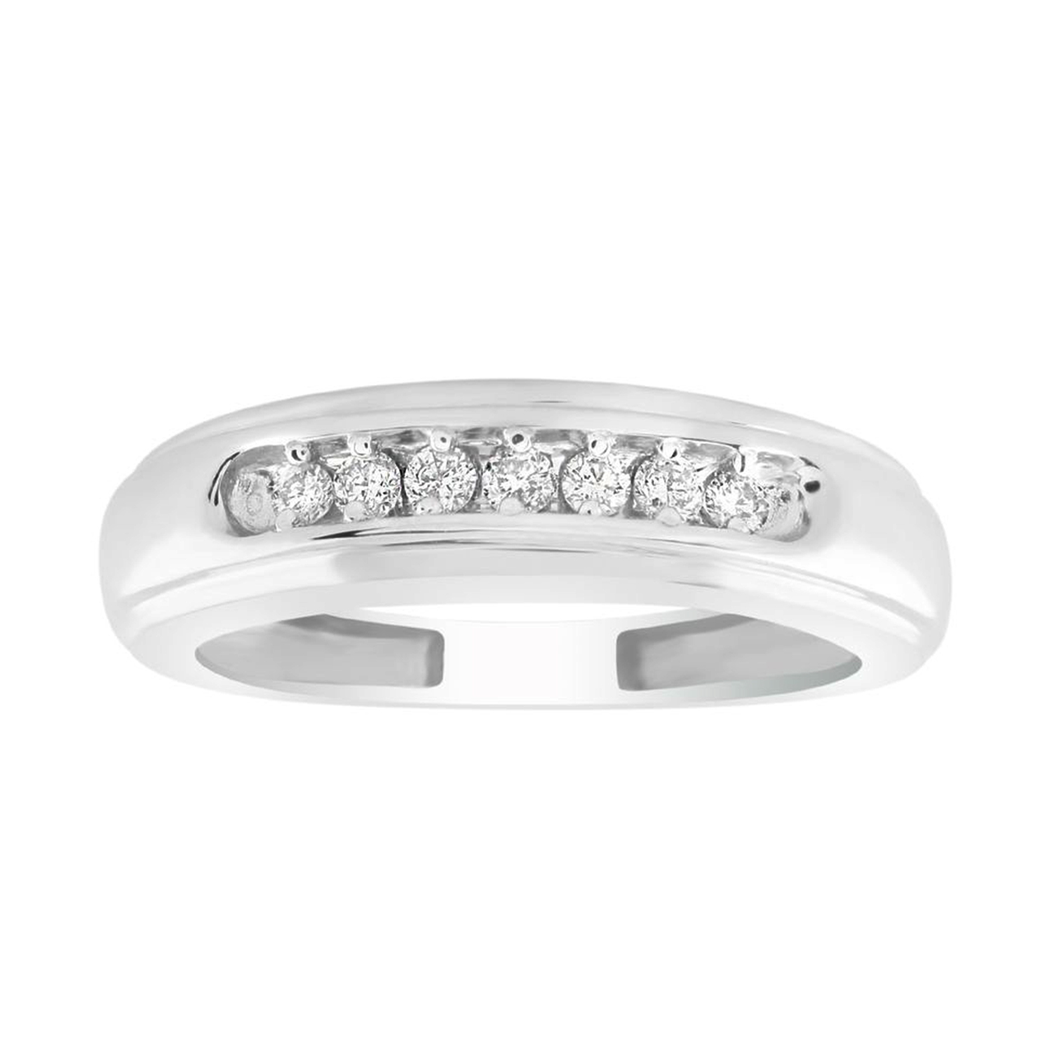 MEN'S BAND 0.15CT ROUND DIAMOND 10K WHITE GOLD - Image 1