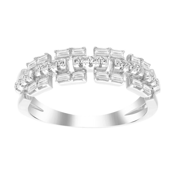 LADIES BAND 0.50CT ROUND/BAGUETTE DIAMOND 14K WHITE GOLD(SI QUALITY)