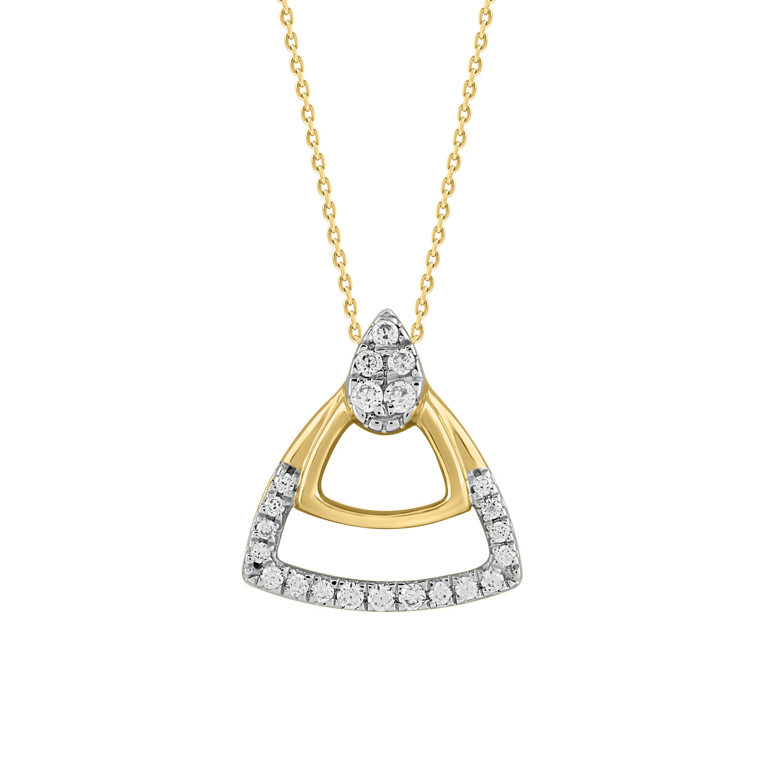 LADIES PENDANT WITH CHAIN 0.13CT ROUND DIAMOND 14K YELLOW GOLD - Image 1