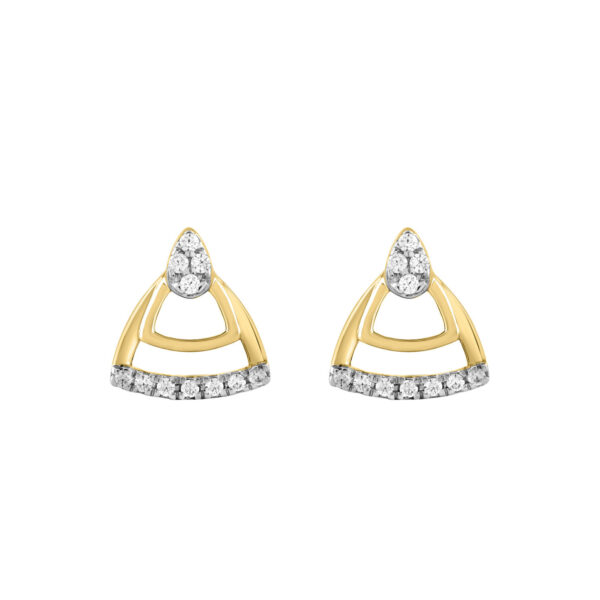 LADIES EARRINGS 0.13CT ROUND DIAMOND 14K YELLOW GOLD