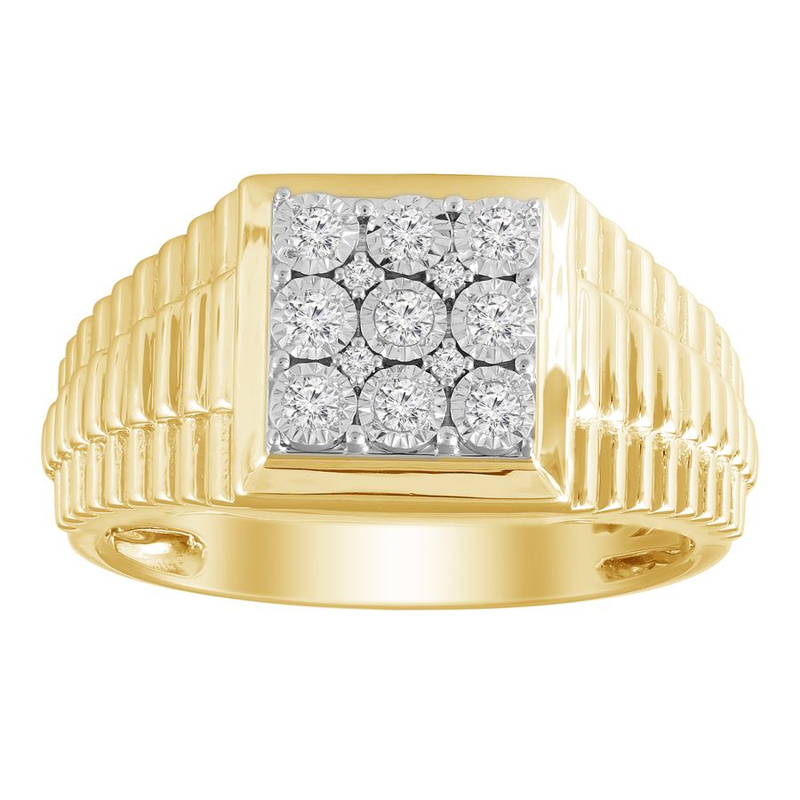 MEN'S RING 0.25CT ROUND DIAMOND 10K YELLOW GOLD - Image 1