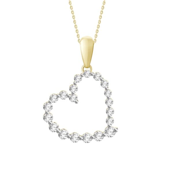 LADIES HEART PENDANT WITH CHAIN 0.25CT ROUND DIAMOND 10K YELLOW GOLD