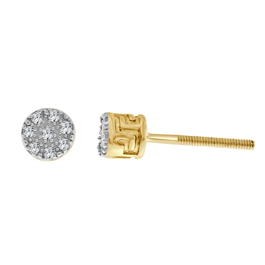 LADIES STUD EARRINGS 0.05CT ROUND DIAMOND 10K YELLOW GOLD - Image 1