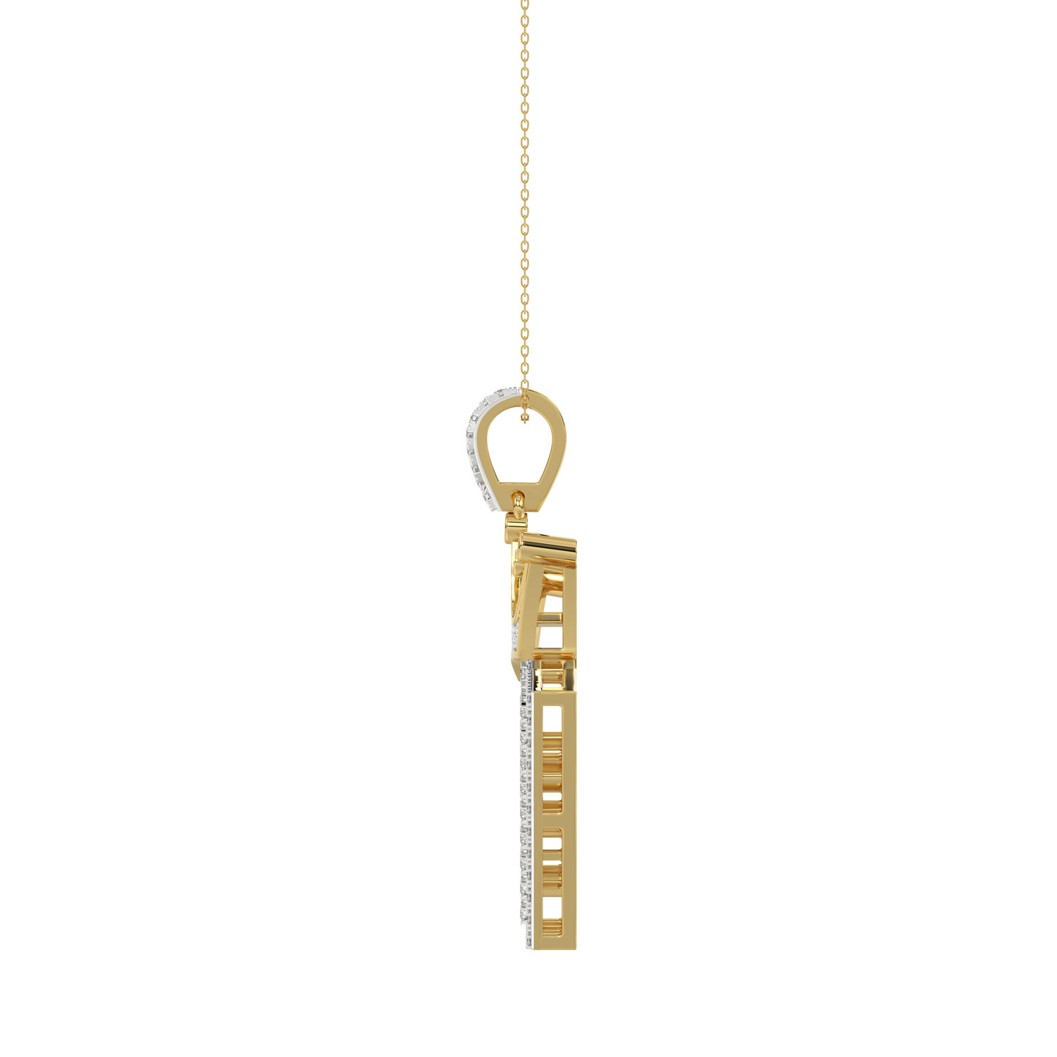 MEN'S PENDANT 0.40CT ROUND DIAMOND 10K YELLOW GOLD - Image 2