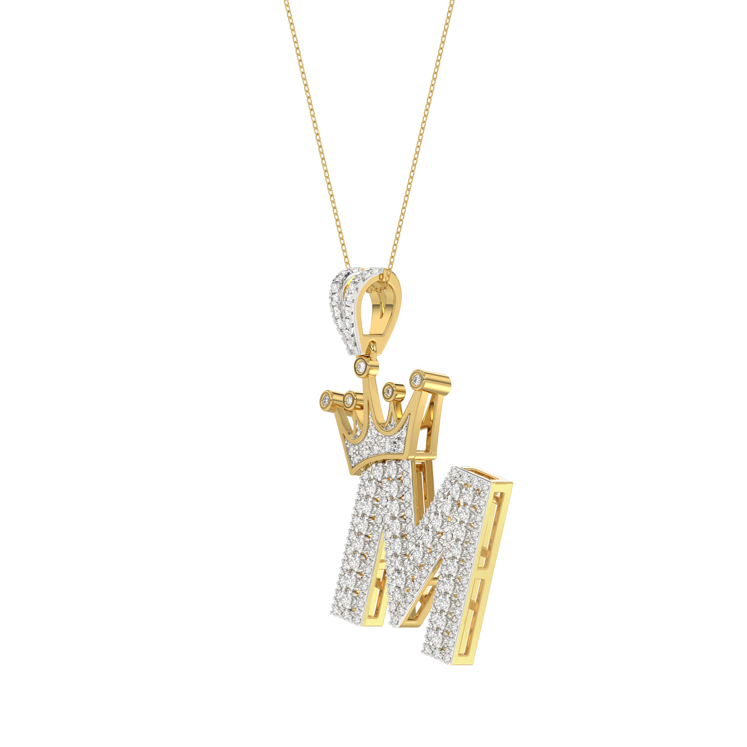 MEN'S PENDANT 0.40CT ROUND DIAMOND 10K YELLOW GOLD - Image 3