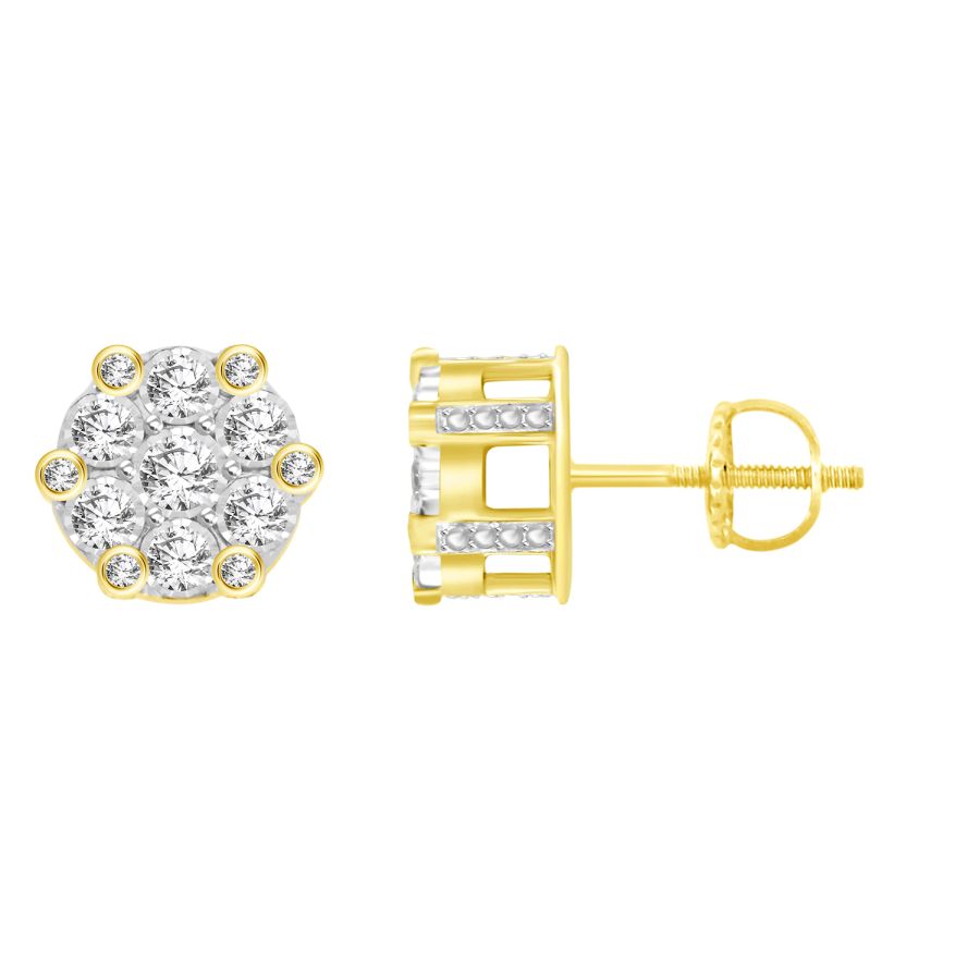 LADIES EARRINGS 0.25CT ROUND DIAMOND 10K YELLOW GOLD - Image 1