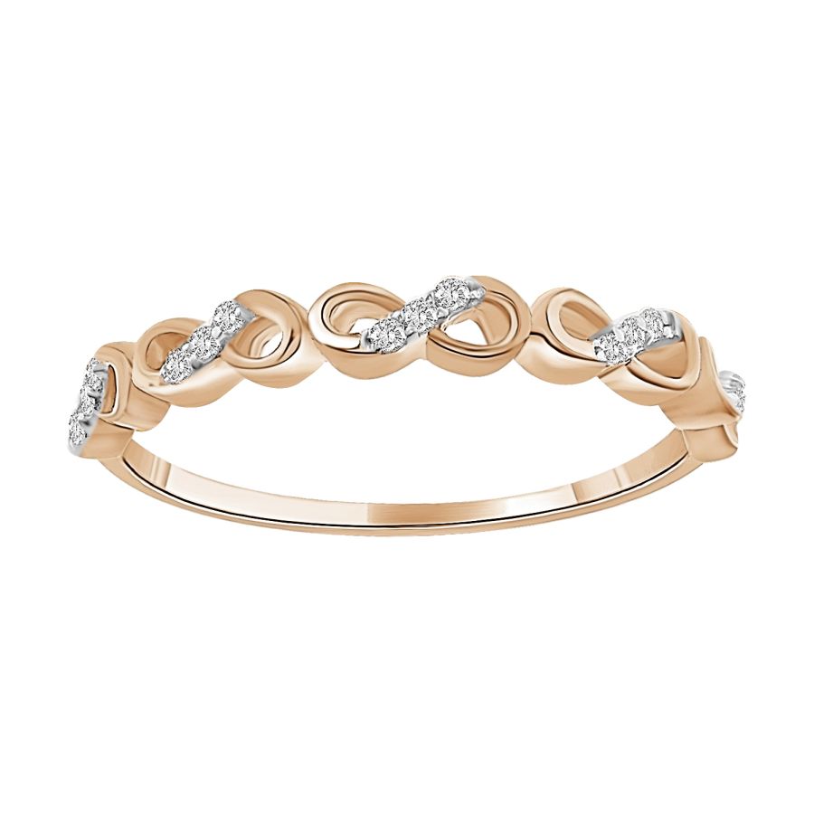 LADIES STACKABLE BAND 0.05CT ROUND DIAMOND 10K ROSE GOLD - Image 1