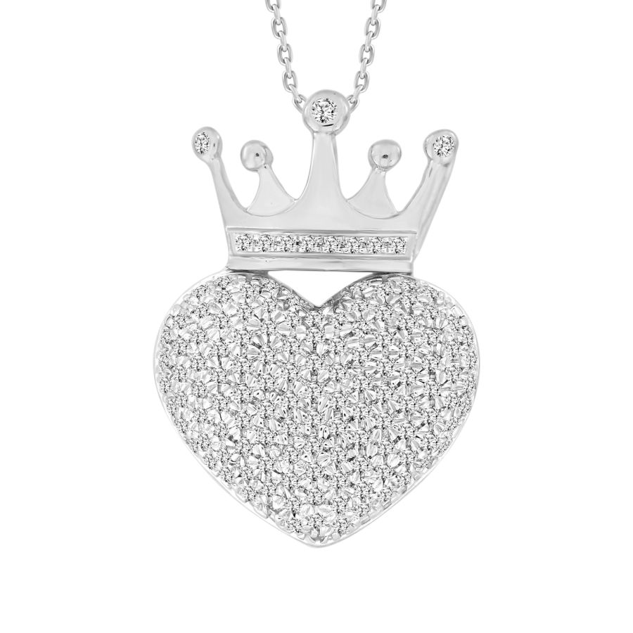 LADIES PENDANT 0.33CT ROUND DIAMOND 10K WHITE GOLD - Image 1