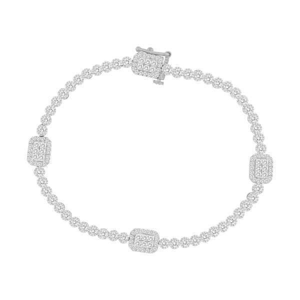 LADIES BRACELET 2.00CT ROUND DIAMOND 14K WHITE GOLD