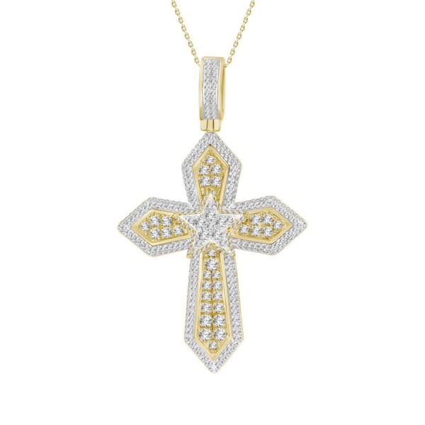 MEN'S CHARM 1.50CT ROUND DIAMOND 10K YELLOW GOLD