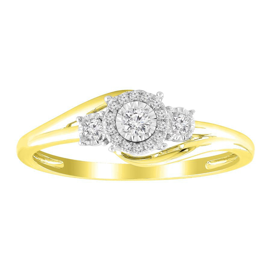 LADIES RING 0.15CT ROUND DIAMOND 10K YELLOW GOLD - Image 1