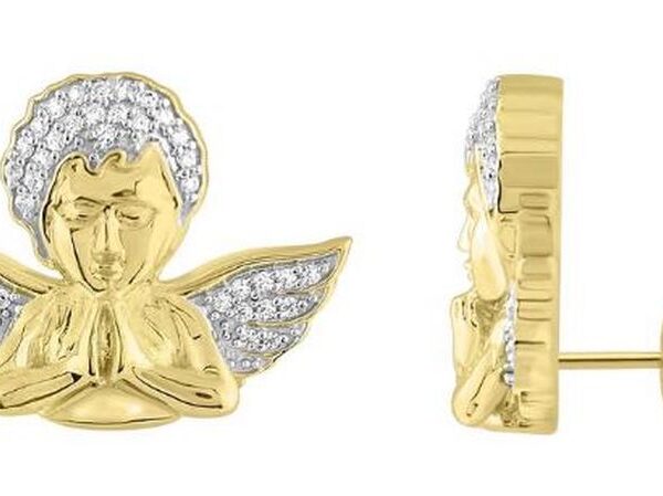 LADIES STUD EARRINGS 0.25CT ROUND DIAMOND 10K YELLOW GOLD