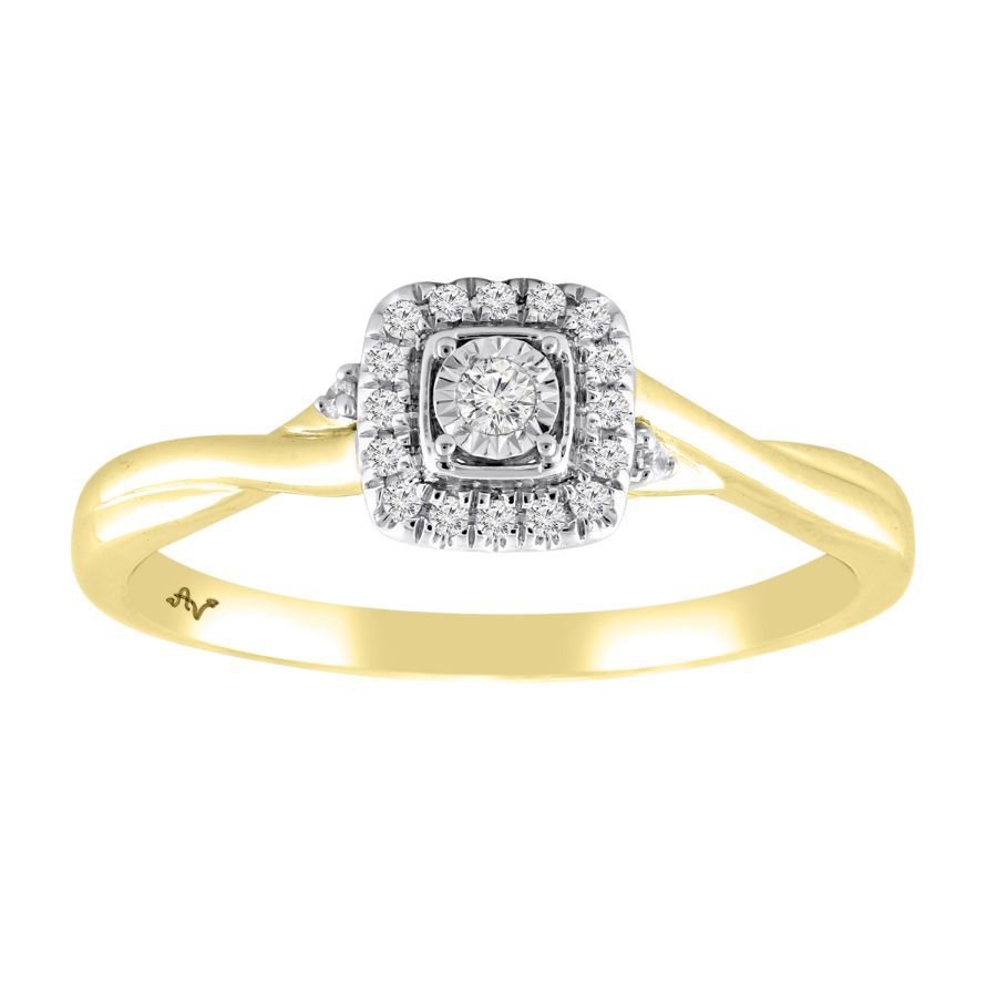 LADIES RING 0.10CT ROUND DIAMOND 10K YELLOW GOLD - Image 1