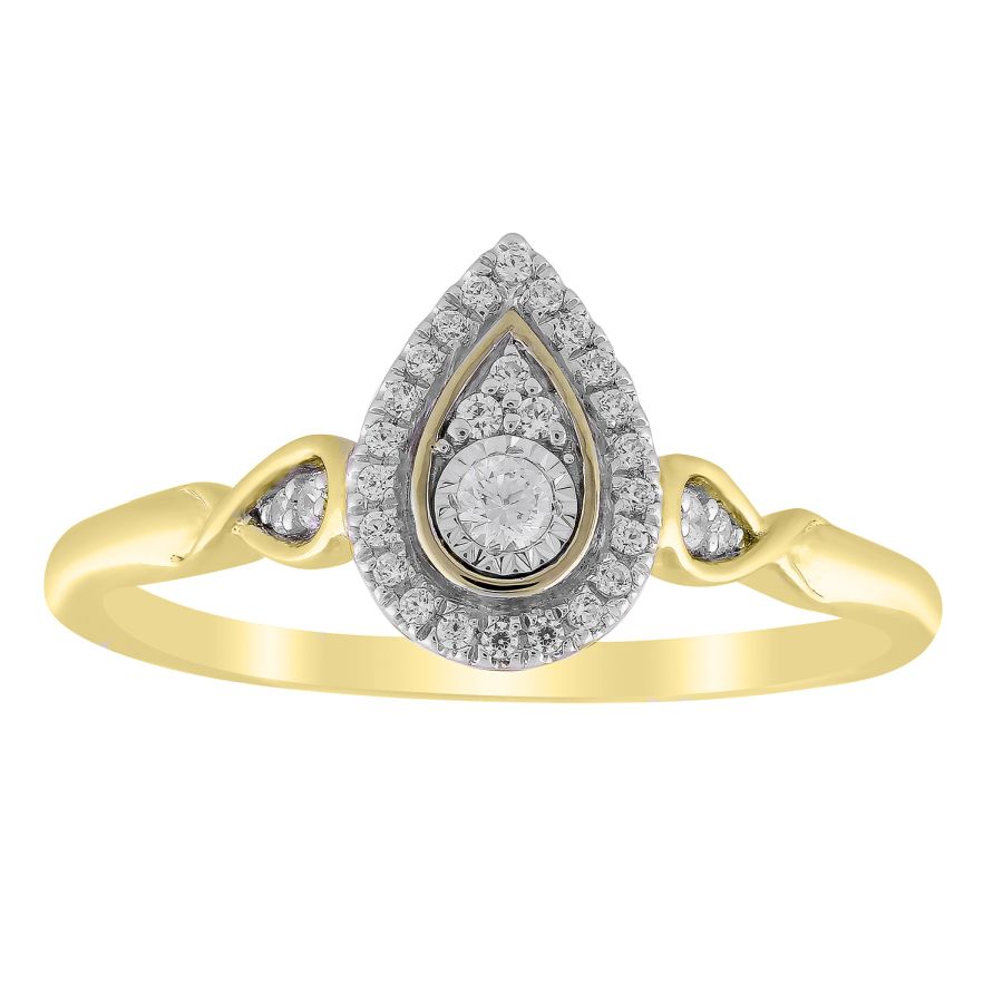LADIES RING 0.15CT ROUND DIAMOND 10K YELLOW GOLD - Image 1