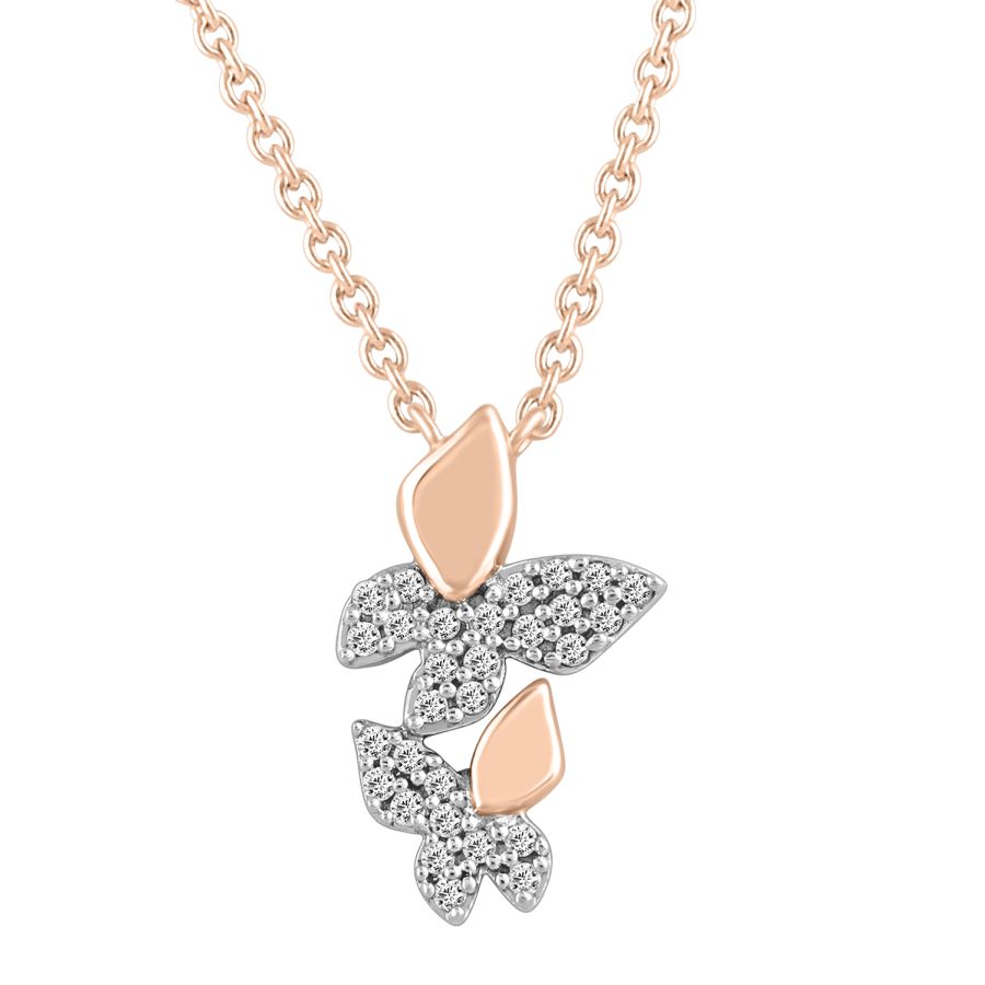 LADIES NECKLACE 0.15CT ROUND DIAMOND 10K WHITE/ROSE GOLD - Image 1