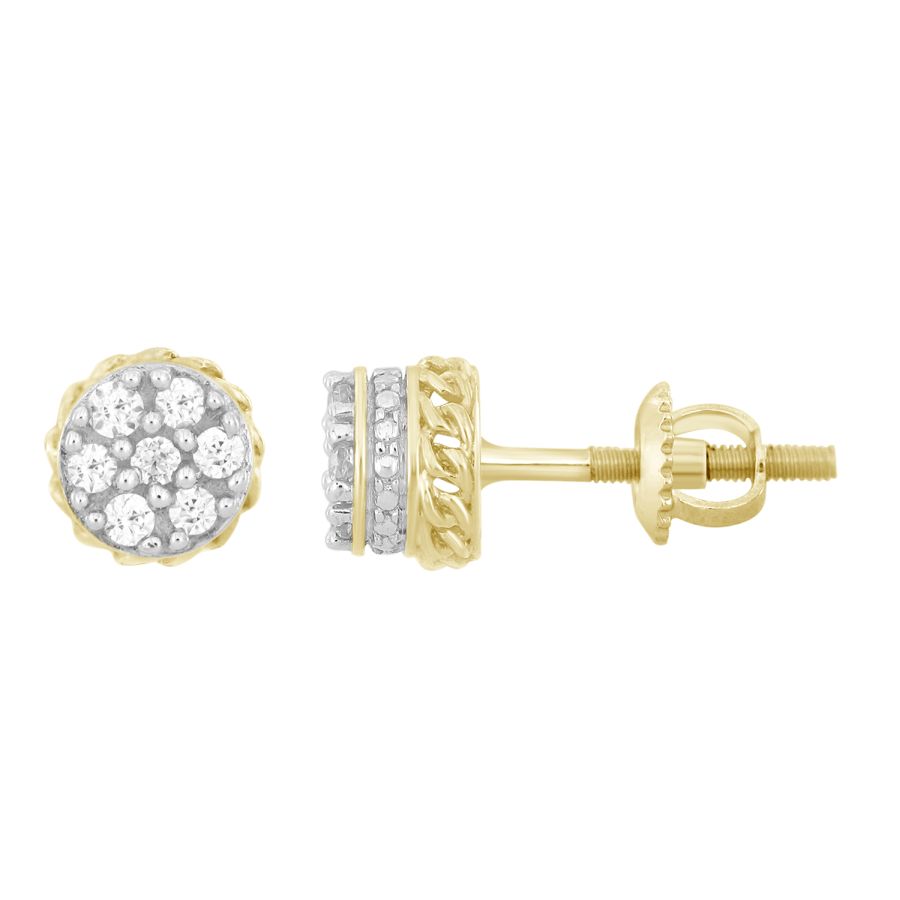 LADIES EARRINGS 0.15CT ROUND DIAMOND 10K YELLOW GOLD - Image 1