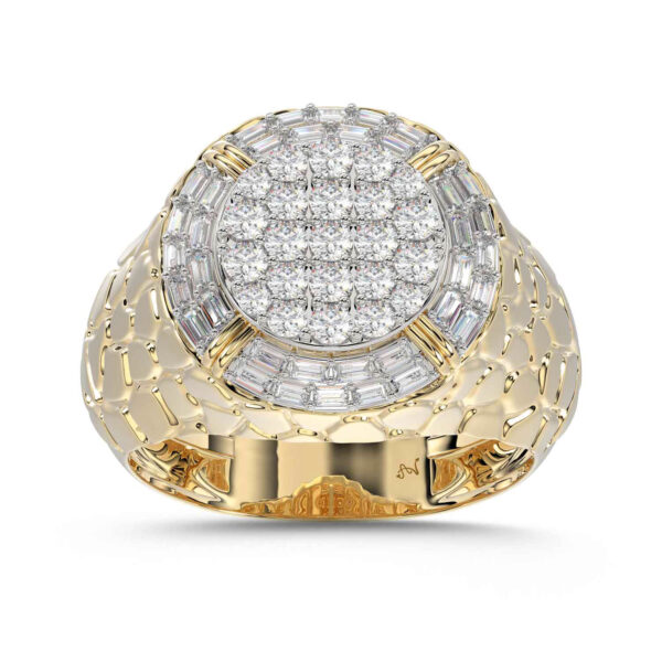 MEN'S RING 1.00CT ROUND/BAGUETTE DIAMOND 10K YELLOW GOLD