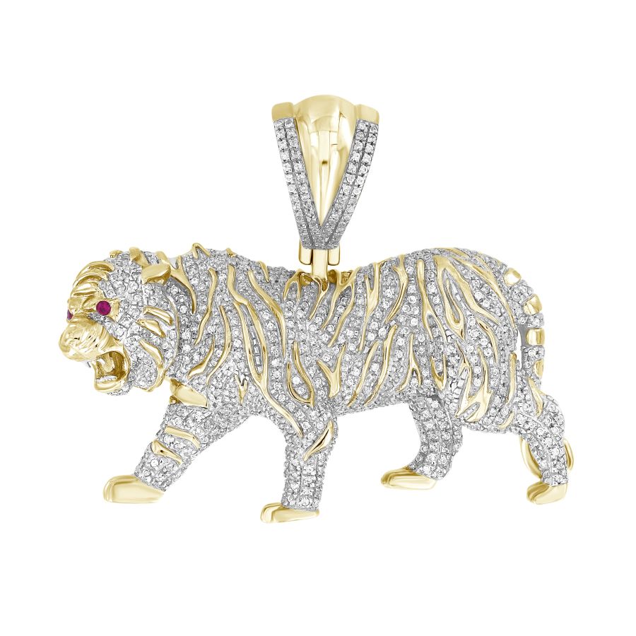 MEN'S CHARM 1.00CT ROUND DIAMOND 10K YELLOW GOLD - Image 1