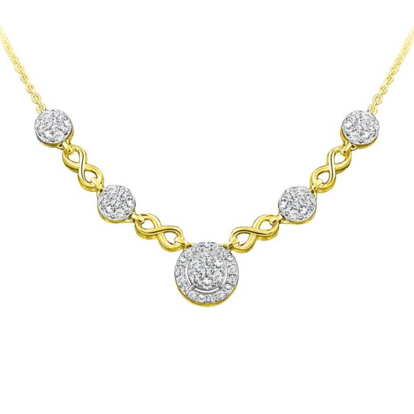 LADIES NECKLACE 1.25CT ROUND DIAMOND 14K YELLOW GOLD