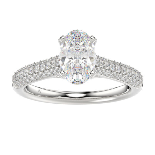 LADIES SEMI MOUNT RING 0.50CT ROUND DIAMOND 14K WHITE GOLD (SI QUALITY)