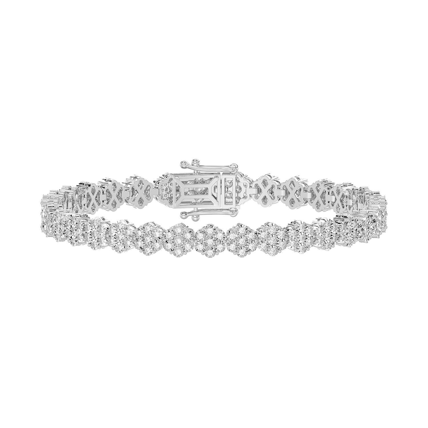 LADIES BRACELET 3.00CT ROUND DIAMOND 14K WHITE GOLD - Image 1
