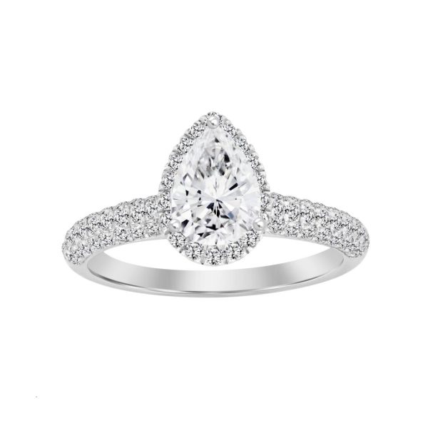 LADIES RING 1.25CT ROUND/PEAR DIAMOND 14K WHITE GOLD(SI QUALITY) (CENTER STONE 4 CT PEAR DIAMOND)