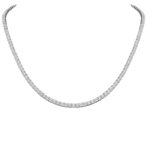 LADIES NECKLACE 8.00CT ROUND DIAMOND 10K WHITE GOLD
