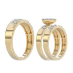 LADIES TRIOS SET 0.33CT ROUND DIAMOND 10K YELLOW GOLD - Image 4