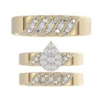 LADIES TRIOS SET 0.33CT ROUND DIAMOND 10K YELLOW GOLD - Image 5