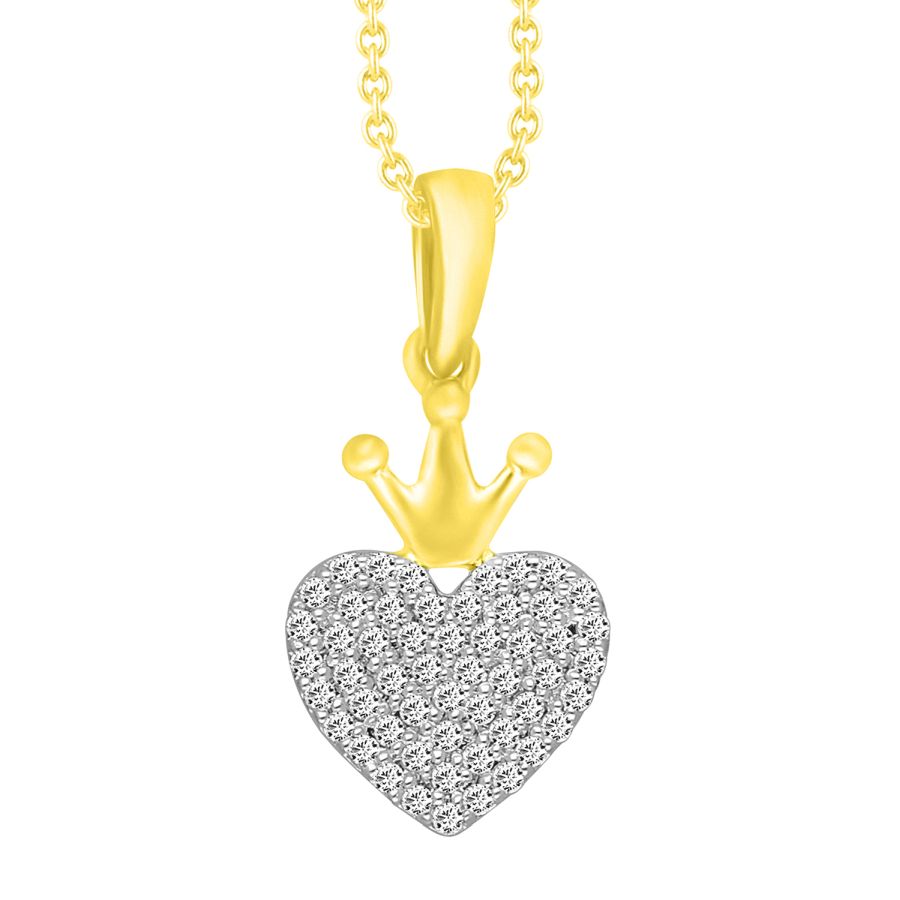 LADIES PENDANT WITH CHAIN 0.15CT ROUND DIAMOND 10K YELLOW GOLD - Image 1
