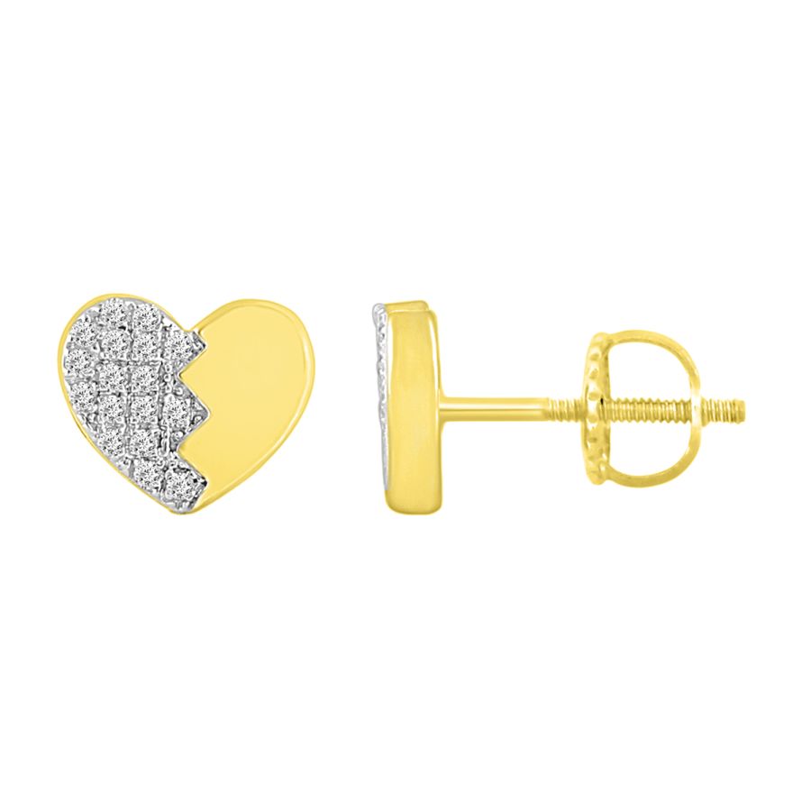 LADIES EARRINGS 0.15CT ROUND DIAMOND 10K YELLOW GOLD - Image 1