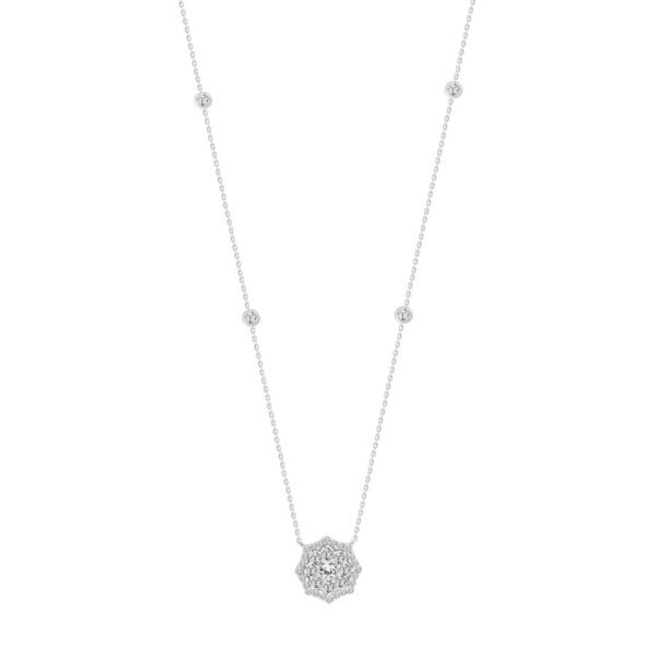 LADIES NECKLACE 1.00CT ROUND DIAMOND 14K WHITE GOLD (SI QUALITY)